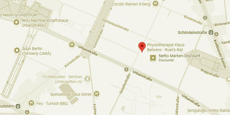 Klicken Sie um Google Maps zu öffnen Rück Rat Physiotherapie in Berlin-Kreuzberg